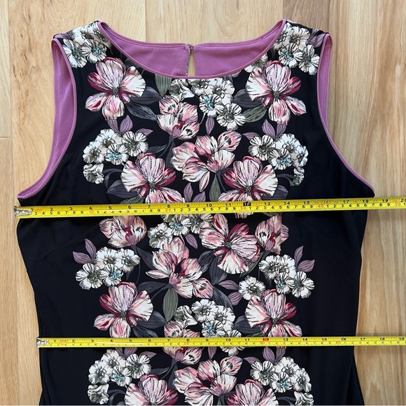 White House Black Market Floral Midi Dress - Black and Pink - Picture 12 of 13